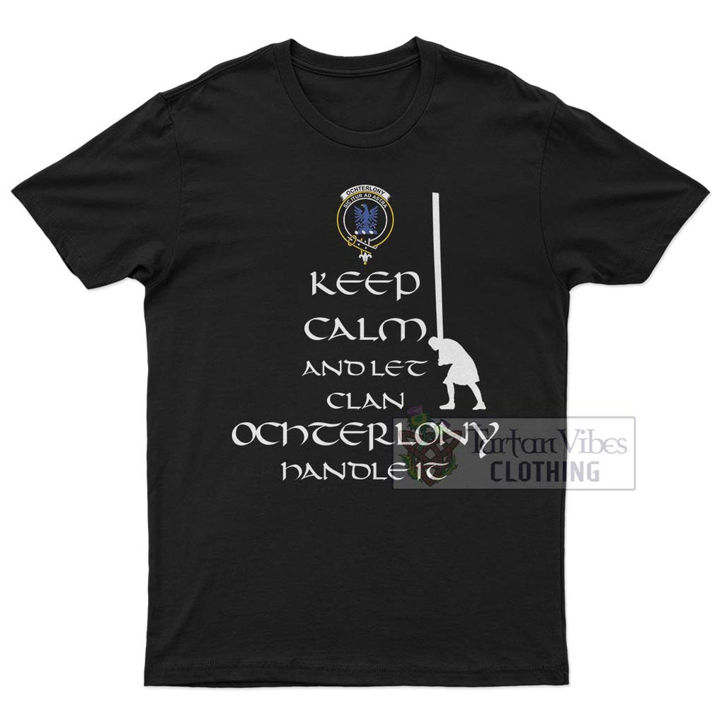 Ochterlony Clan Men's T-Shirt: Keep Calm and Let the Clan Handle It Caber Toss Highland Games Style White - 2D-tartanvibesclothing