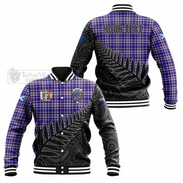 Ochterlony Crest Tartan Baseball Jacket with New Zealand Silver Fern Half Style