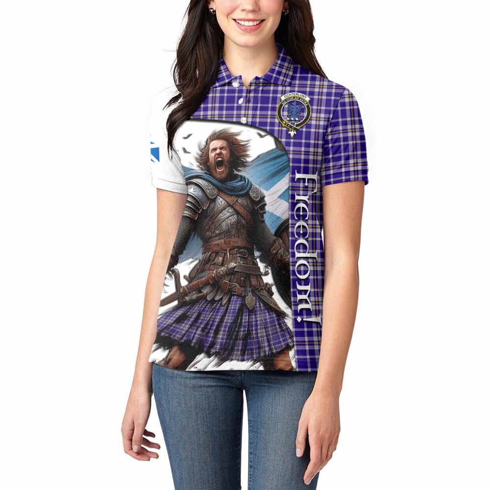 Tartan Vibes Clothing Ochterlony Crest Tartan Women's Polo Shirt Inspired by the Freedom of Scottish Warrior