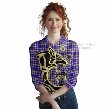 Ochterlony Tartan Women's Casual Shirt with Family Crest Celtic Wolf Style