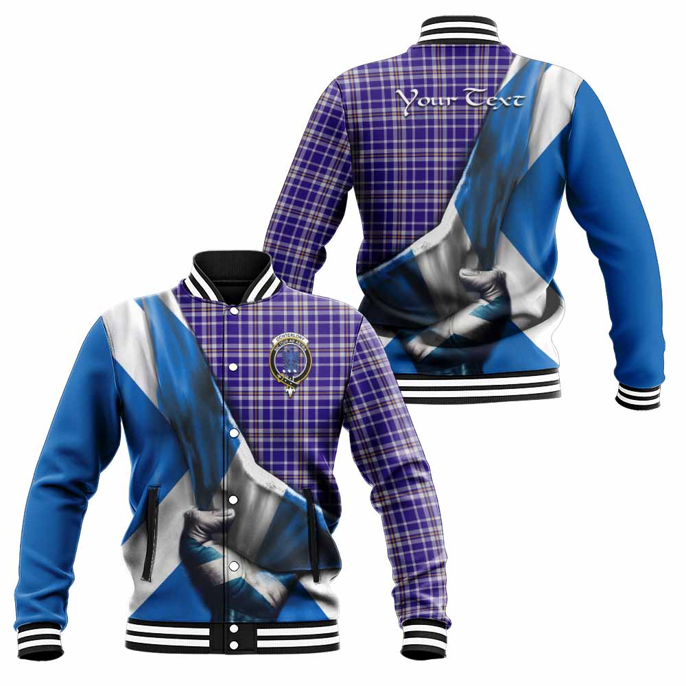 Tartan Vibes Clothing Ochterlony Tartan Baseball Jacket with Family Crest Scotland Patriotic Style