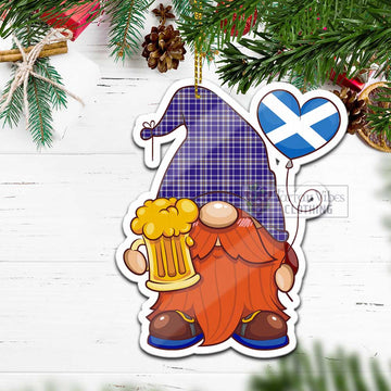 Ochterlony Tartan Gnome Holding Beer Glass Christmas Ornament with Personalized National Flag