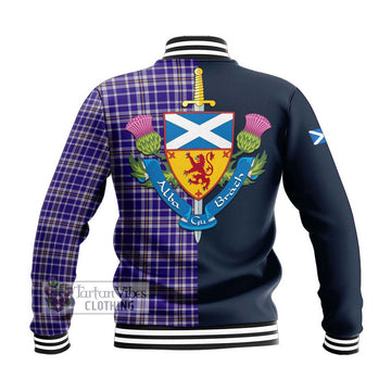 Ochterlony Tartan Baseball Jacket Alba with Scottish Lion Royal Arm Half Style