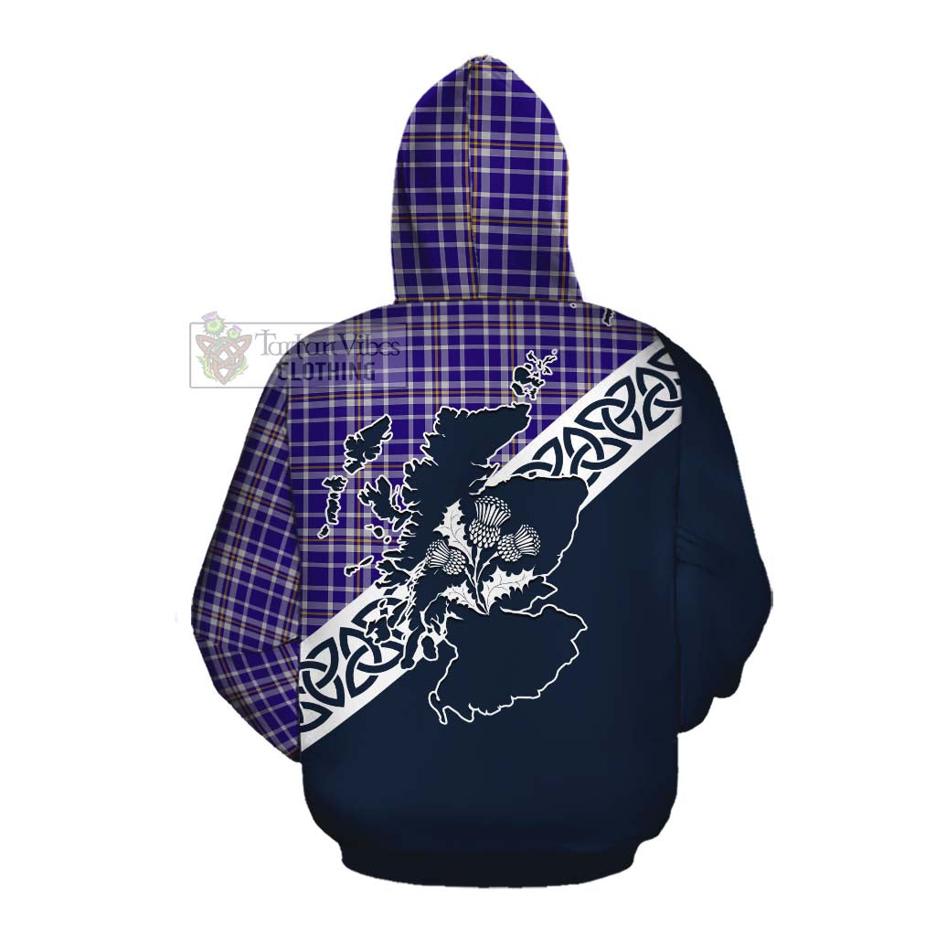 Tartan Vibes Clothing Ochterlony Tartan Cotton Hoodie Featuring Thistle and Scotland Map