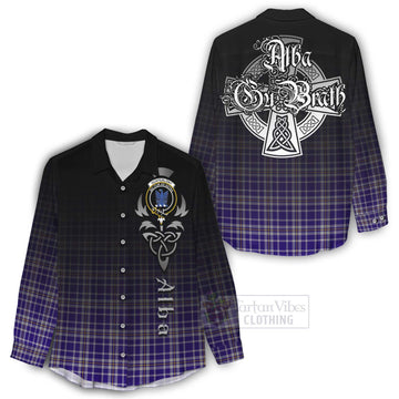 Ochterlony Tartan Women's Casual Shirt Featuring Alba Gu Brath Family Crest Celtic Inspired