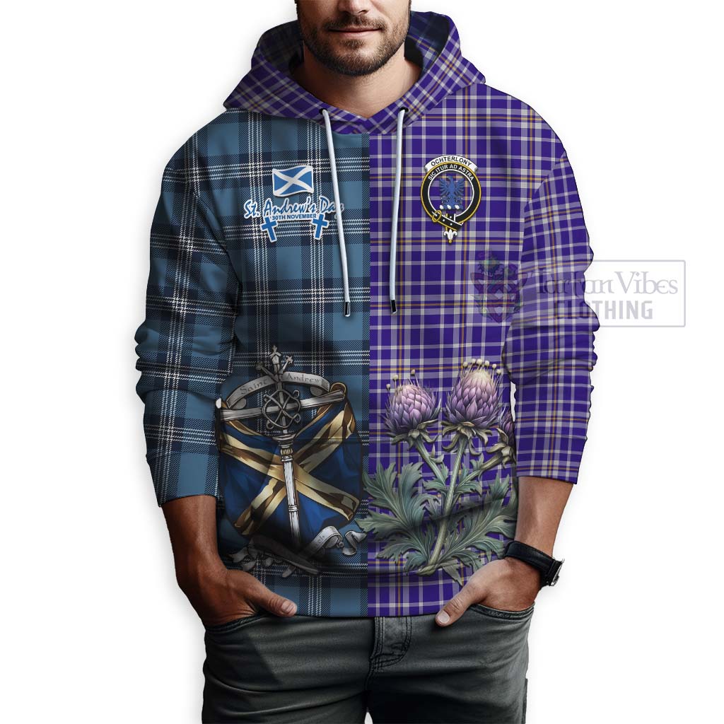 Tartan Vibes Clothing Ochterlony Tartan Hoodie Happy St. Andrew's Day Half Tartan Style