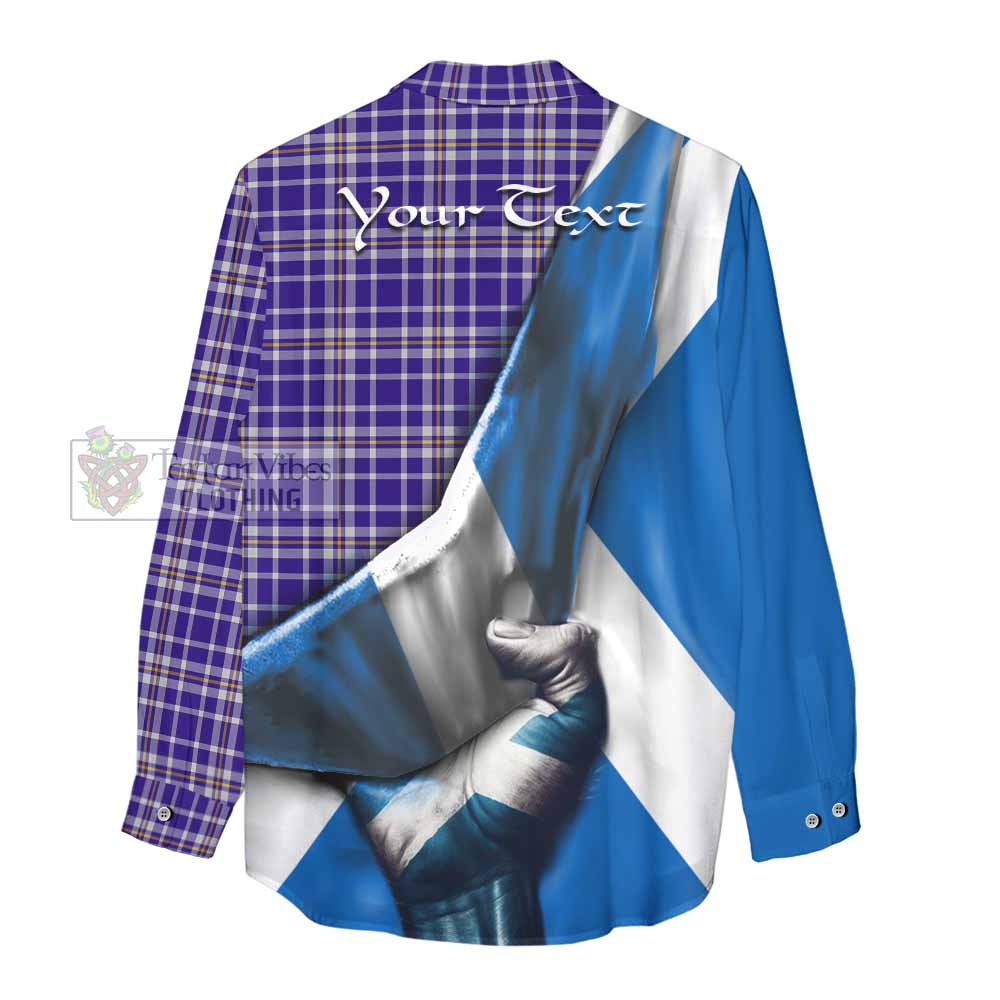 Tartan Vibes Clothing Ochterlony Tartan Women's Casual Shirt with Family Crest Scotland Patriotic Style