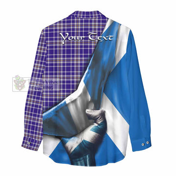 Ochterlony Tartan Women's Casual Shirt with Family Crest Scotland Patriotic Style