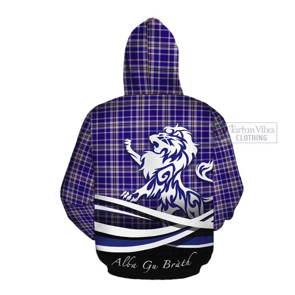 Tartan Vibes Clothing Ochterlony Tartan Cotton Hoodie with Alba Gu Brath Regal Lion Emblem