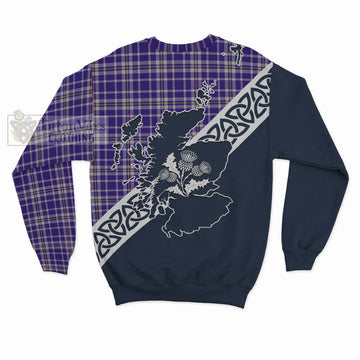 Ochterlony Tartan Sweatshirt Featuring Thistle and Scotland Map