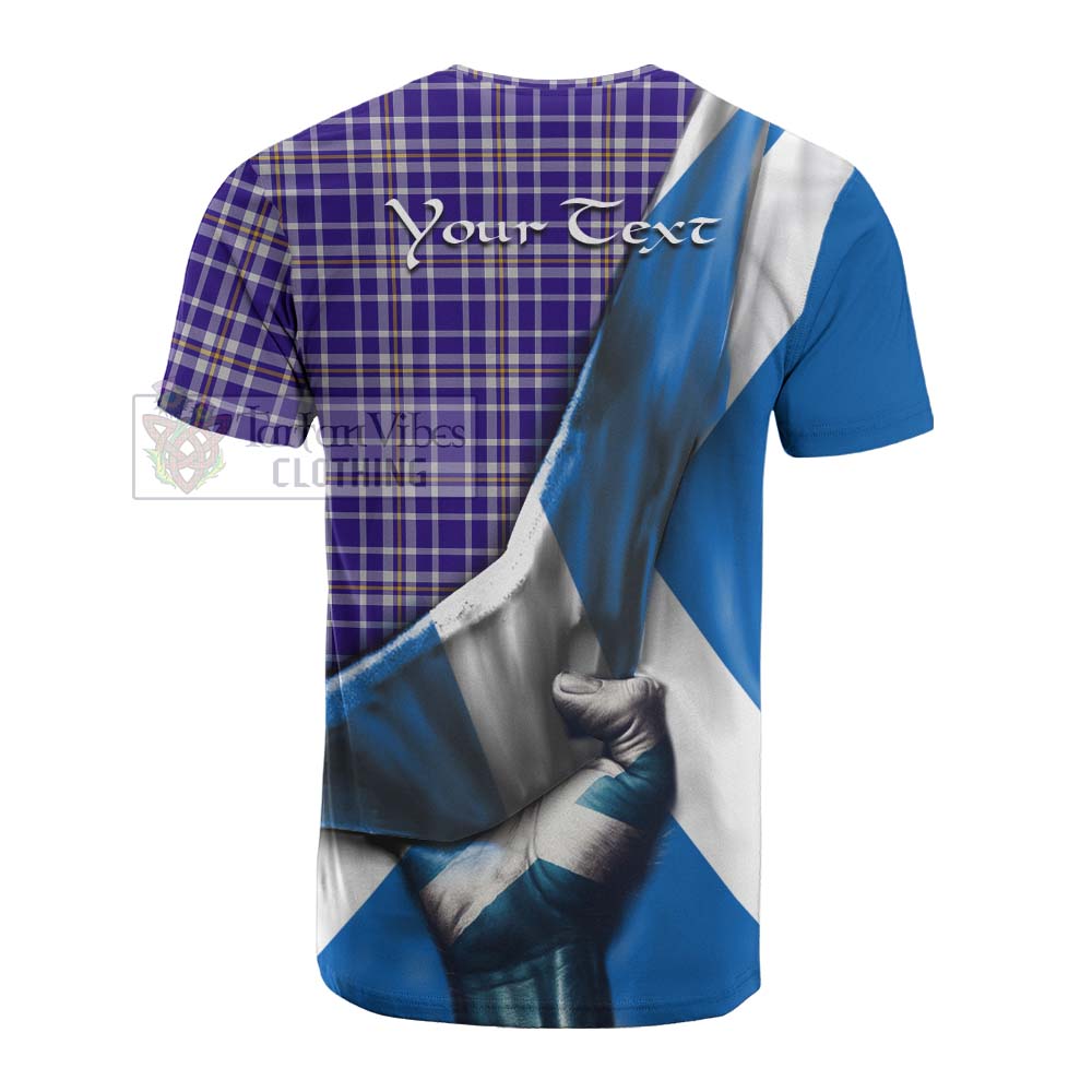 Tartan Vibes Clothing Ochterlony Tartan Cotton T-shirt with Family Crest Scotland Patriotic Style