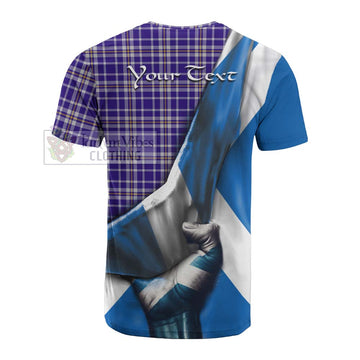 Ochterlony Tartan Cotton T-shirt with Family Crest Scotland Patriotic Style