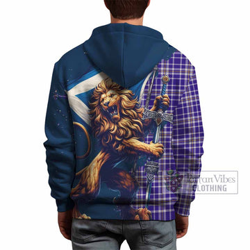 Ochterlony Tartan Family Crest Hoodie with Scottish Majestic Lion