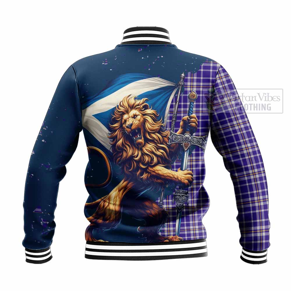 Tartan Vibes Clothing Ochterlony Tartan Family Crest Baseball Jacket with Scottish Majestic Lion