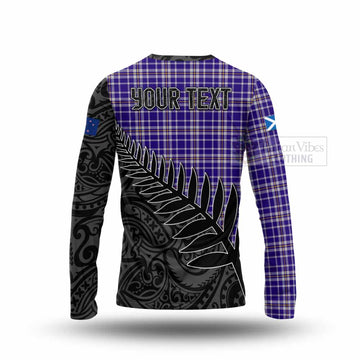 Ochterlony Crest Tartan Long Sleeve T-Shirt with New Zealand Silver Fern Half Style