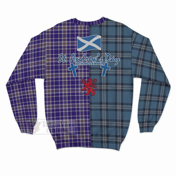 Ochterlony Tartan Sweatshirt Happy St. Andrew's Day Half Tartan Style