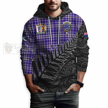 Ochterlony Crest Tartan Hoodie with New Zealand Silver Fern Half Style