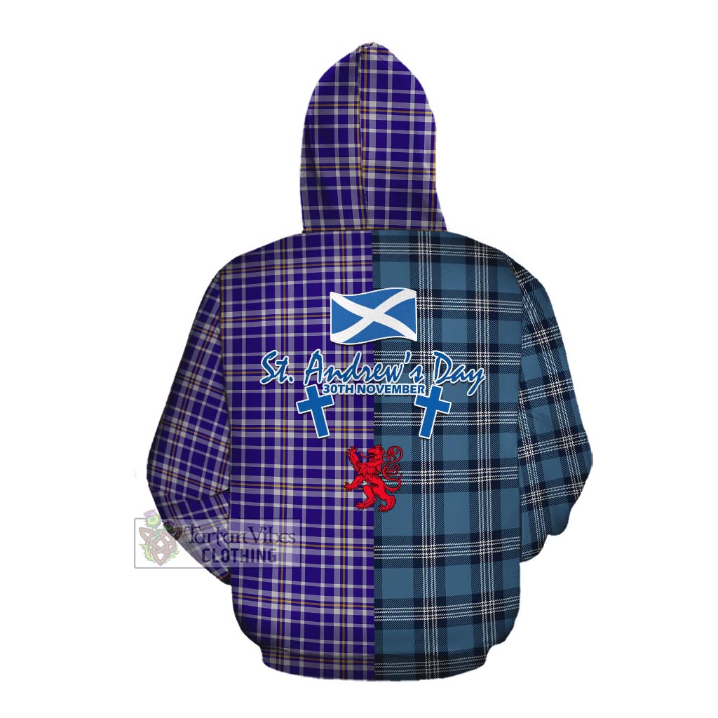 Tartan Vibes Clothing Ochterlony Tartan Cotton Hoodie Happy St. Andrew's Day Half Tartan Style