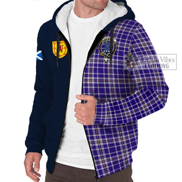 Ochterlony Tartan Sherpa Hoodie Alba with Scottish Lion Royal Arm Half Style