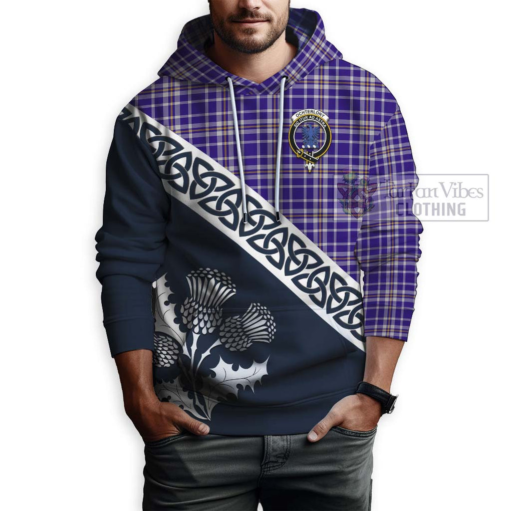 Tartan Vibes Clothing Ochterlony Tartan Hoodie Featuring Thistle and Scotland Map