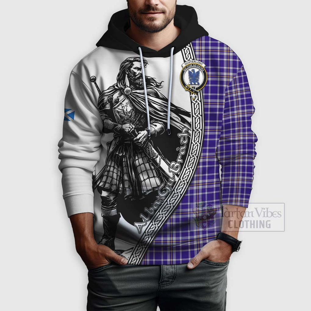 Tartan Vibes Clothing Ochterlony Tartan Clan Crest Hoodie with Highlander Warrior Celtic Style