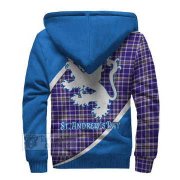 Ochterlony Family Crest Tartan Sherpa Hoodie Celebrate Saint Andrew's Day in Style