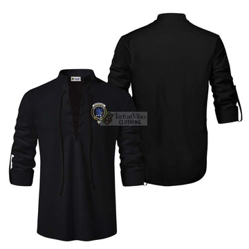 Ochterlony Clan Crest Ghillie Kilt Shirt Men Black - 2D-tartanvibesclothing