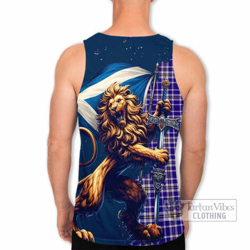 Ochterlony Tartan Family Crest Men's Tank Top with Scottish Majestic Lion