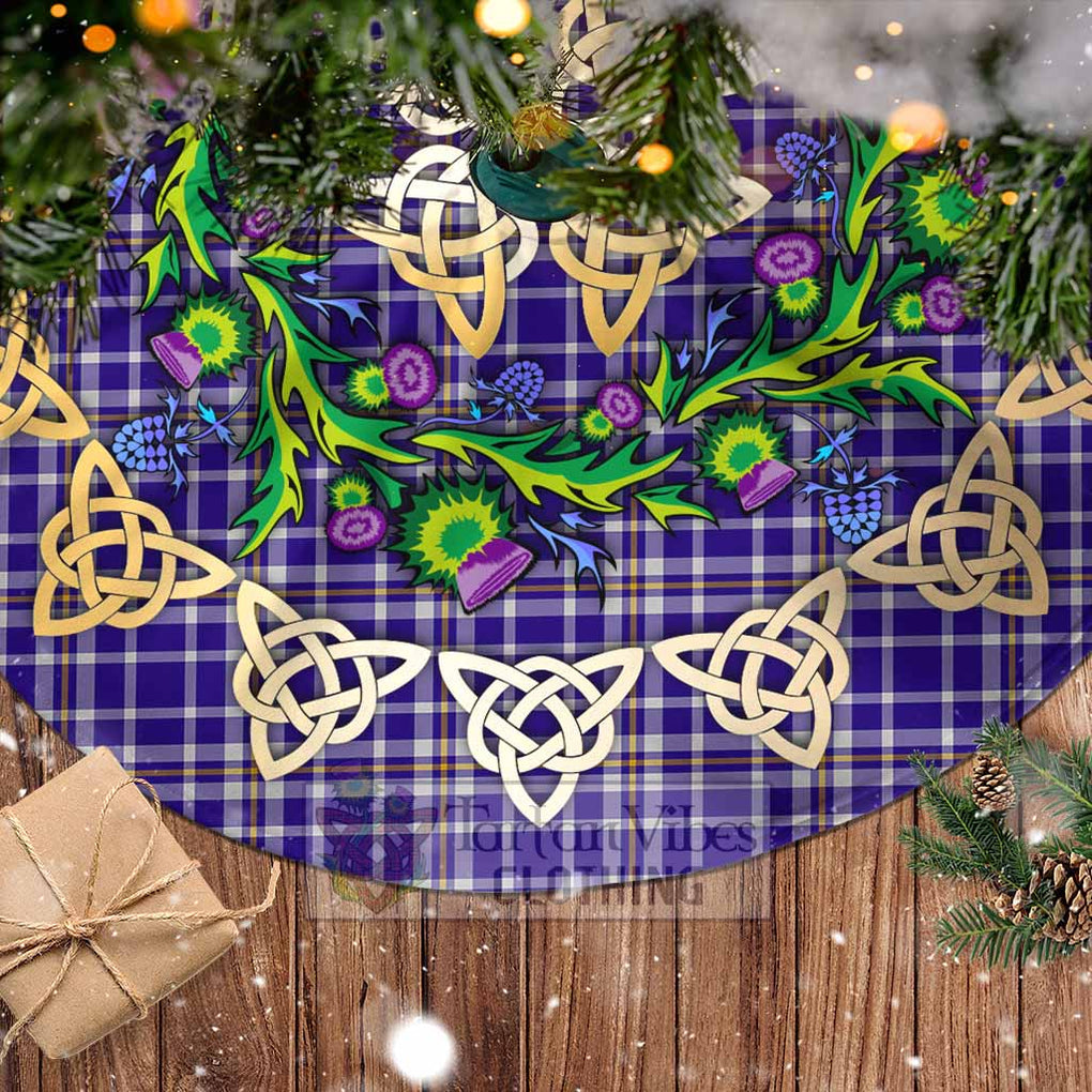 Ochterlony Tartan Christmas Tree Skirt with Thistle Celtic Knot Style - Tartan Vibes Clothing