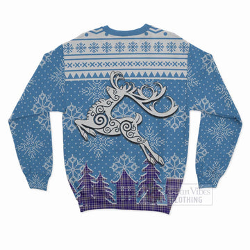 Ochterlony Clan Christmas Sweatshirt Celtic Reindeer Style