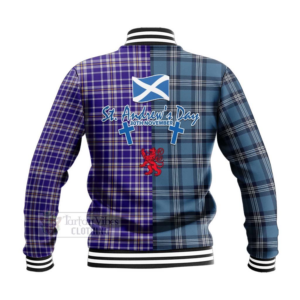 Tartan Vibes Clothing Ochterlony Tartan Baseball Jacket Happy St. Andrew's Day Half Tartan Style