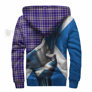 Ochterlony Tartan Sherpa Hoodie with Family Crest Scotland Patriotic Style