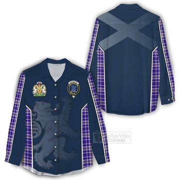 Ochterlony Tartan Women's Casual Shirt with Family Crest and Lion Rampant Vibes Sport Style