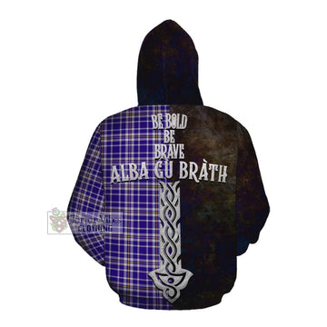Ochterlony Tartan Family Crest Cotton Hoodie Alba Gu Brath Be Brave Lion Ancient Style Pullover Hoodie - Tartan Vibes Clothing