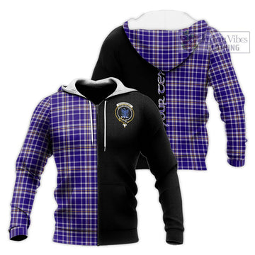 Ochterlony Tartan Knitted Hoodie with Family Crest and Half Of Me Style