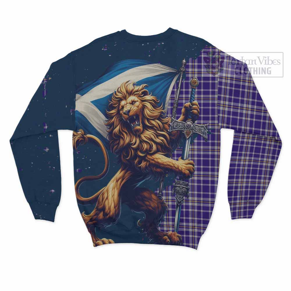 Tartan Vibes Clothing Ochterlony Tartan Family Crest Sweatshirt with Scottish Majestic Lion