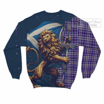 Ochterlony Tartan Family Crest Sweatshirt with Scottish Majestic Lion