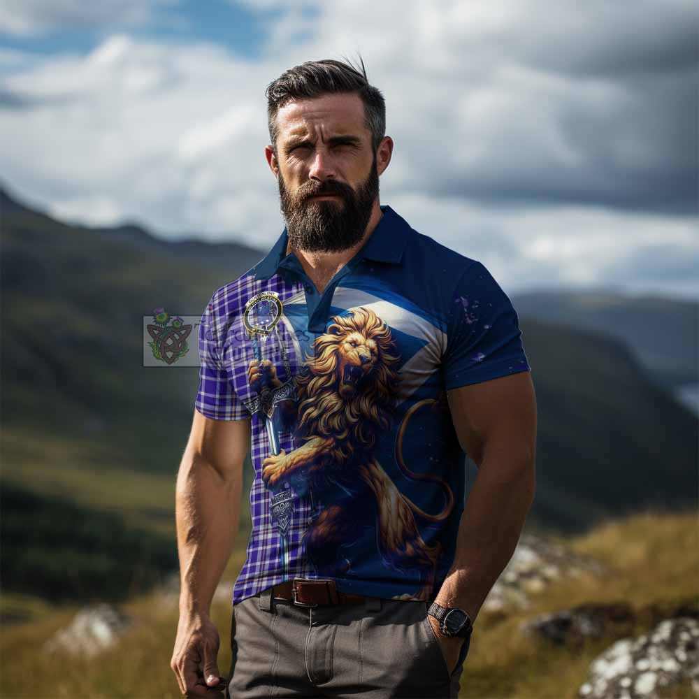 Tartan Vibes Clothing Ochterlony Tartan Family Crest Men's Polo Shirt with Scottish Majestic Lion