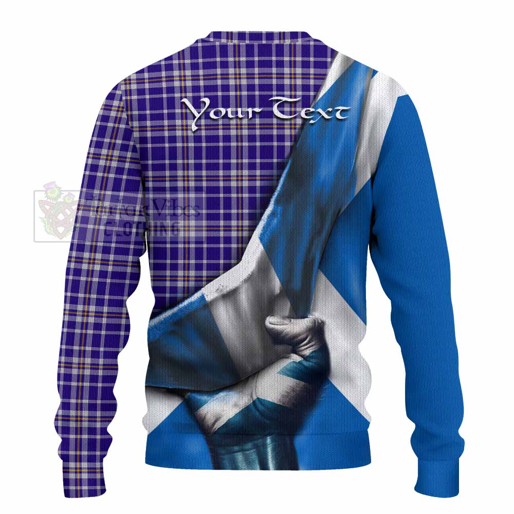 Tartan Vibes Clothing Ochterlony Tartan Knitted Sweater with Family Crest Scotland Patriotic Style