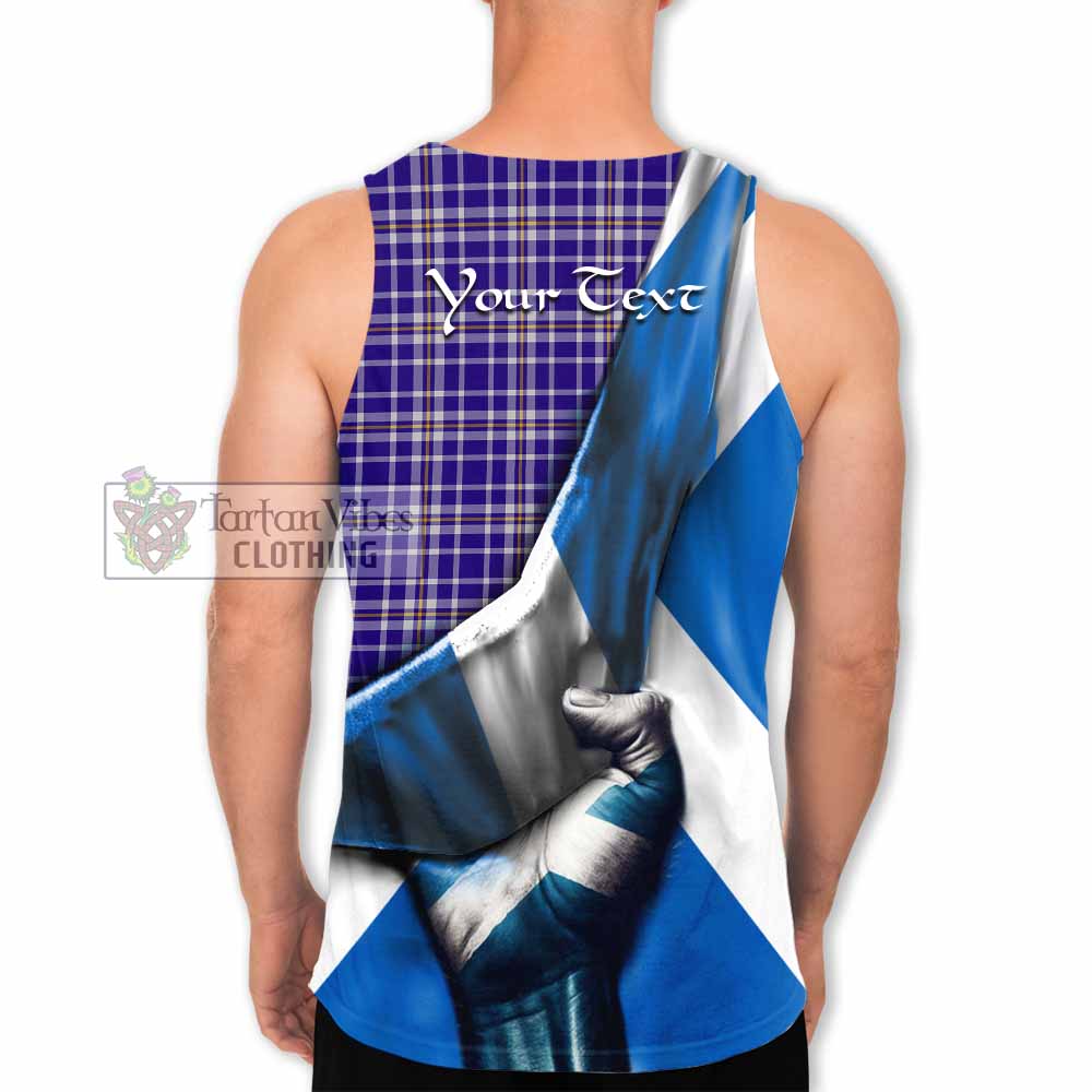 Tartan Vibes Clothing Ochterlony Tartan Men's Tank Top with Family Crest Scotland Patriotic Style