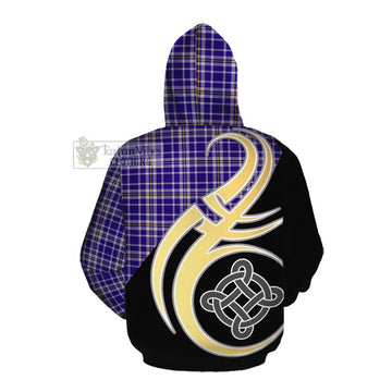 Ochterlony Tartan Cotton Hoodie with Family Crest and Celtic Symbol Style