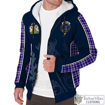 Ochterlony Tartan Sherpa Hoodie with Family Crest and Scottish Thistle Vibes Sport Style