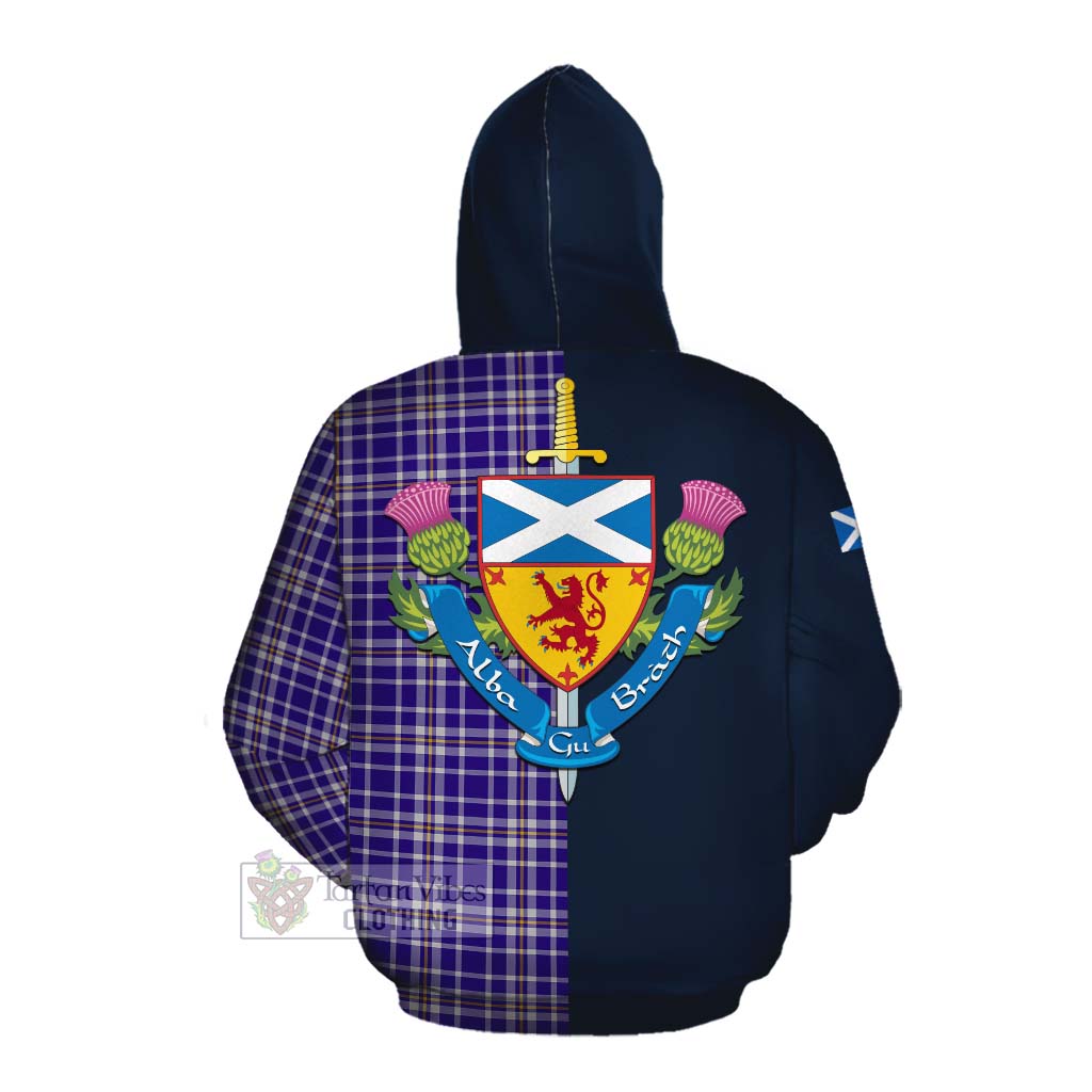 Tartan Vibes Clothing Ochterlony Tartan Cotton Hoodie Alba with Scottish Lion Royal Arm Half Style