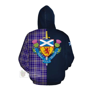 Ochterlony Tartan Cotton Hoodie Alba with Scottish Lion Royal Arm Half Style