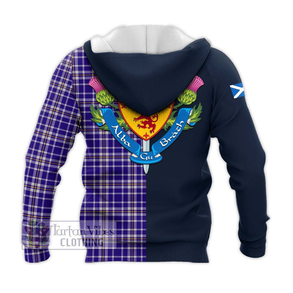 Tartan Vibes Clothing Ochterlony Tartan Knitted Hoodie with Scottish Lion Royal Arm Half Style