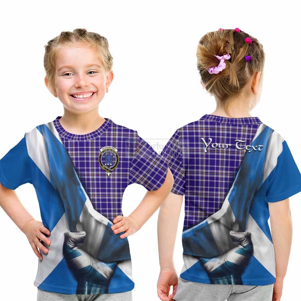 Tartan Vibes Clothing Ochterlony Tartan Kid T-Shirt with Family Crest Scotland Patriotic Style