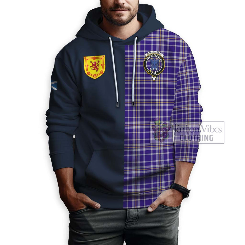 Tartan Vibes Clothing Ochterlony Tartan Hoodie with Scottish Lion Royal Arm Half Style