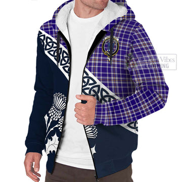 Ochterlony Tartan Sherpa Hoodie Featuring Thistle and Scotland Map