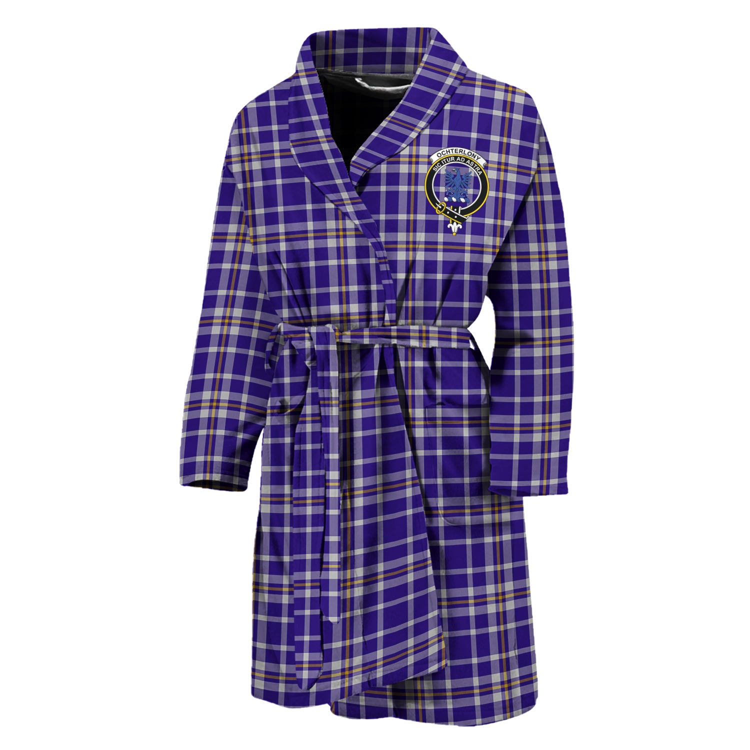 Ochterlony Tartan Bathrobe with Family Crest Unisex M - Tartan Vibes Clothing