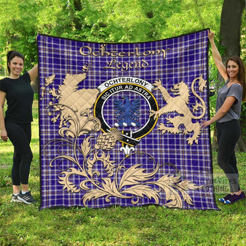 Ochterlony Tartan Quilt with Family Crest and Scottish Symbol Style